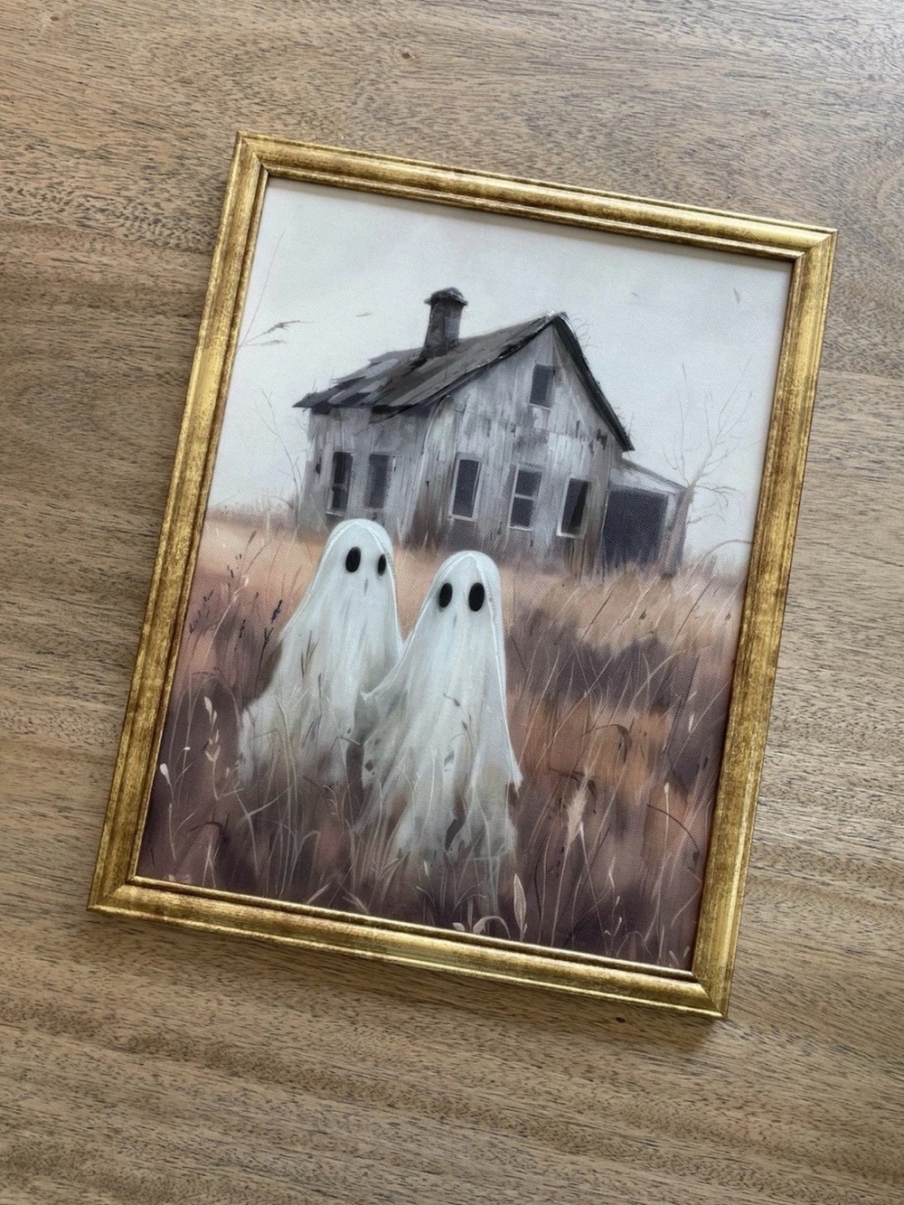 Autumn Ghosts Framed Wall Art - White & Gold Frame